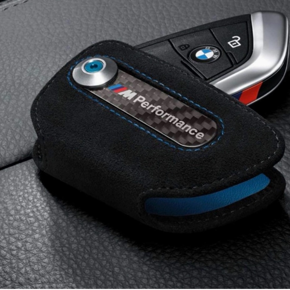 BMW Black Key Fob Cover with Blue Accents